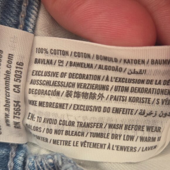 Abercrombie & Fitch Overall Shorts Shortalls Size S Light Wash Blue Distressed - Picture 8 of 8